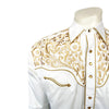 Men's Vintage Ivory and Gold Tooling Embroidered Western Shirt