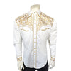 Men's Vintage Ivory and Gold Tooling Embroidered Western Shirt