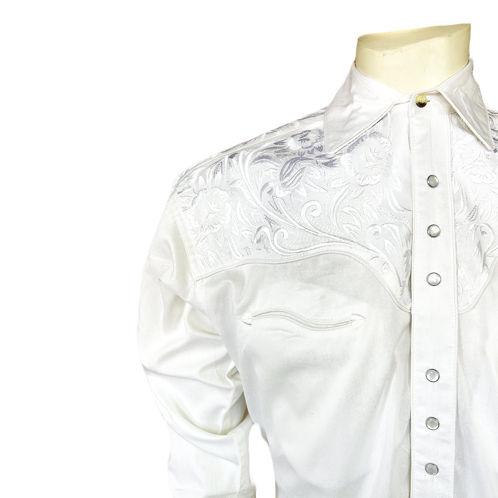 Rockmount Men's White Vintage Tooling Embroidered Western Shirt