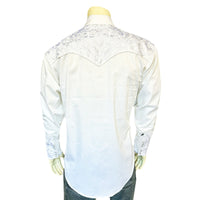 Men's Vintage White-on-White Tooling Embroidered Western Shirt