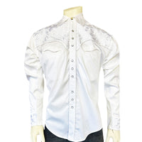 Men's Vintage White-on-White Tooling Embroidered Western Shirt