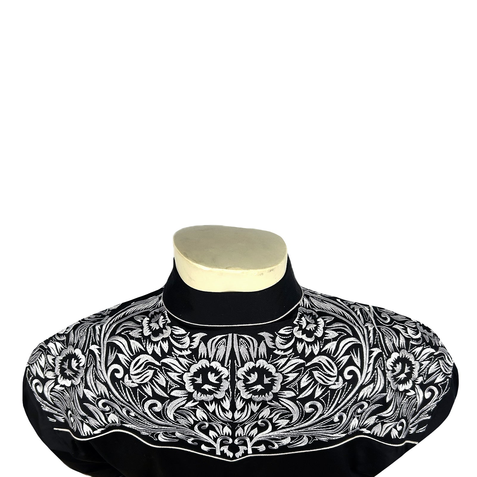 Men's Vintage Black & Silver Tooling Embroidered Western Shirt