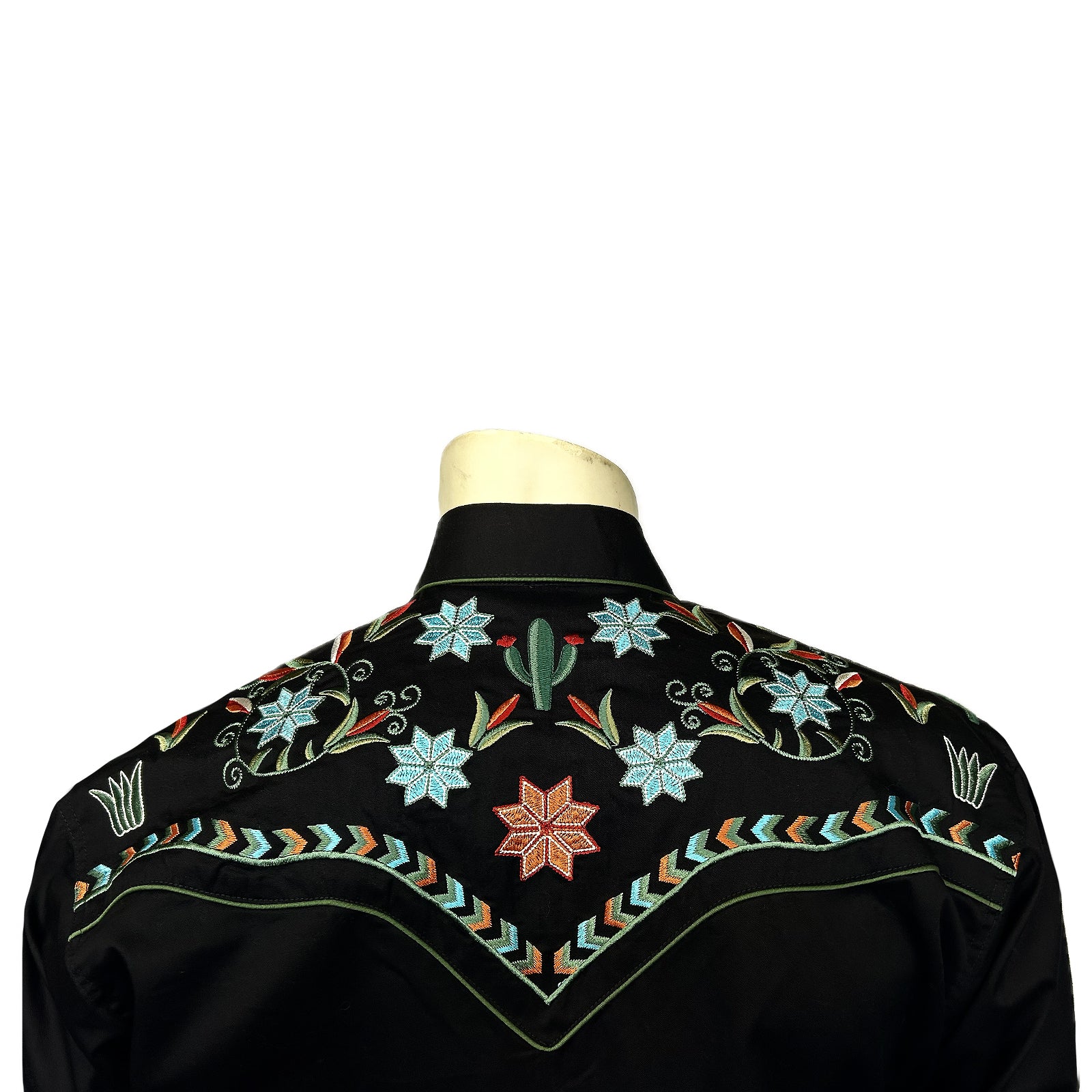 Rockmount Men's Black Agave Cactus Floral Embroidery Western Shirt