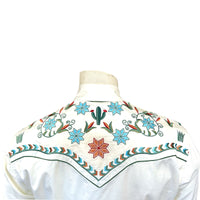 Men’s Agave Cactus Ivory Floral Embroidery Western Shirt