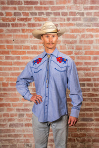 Men’s American Bison Chambray Embroidered Western Shirt