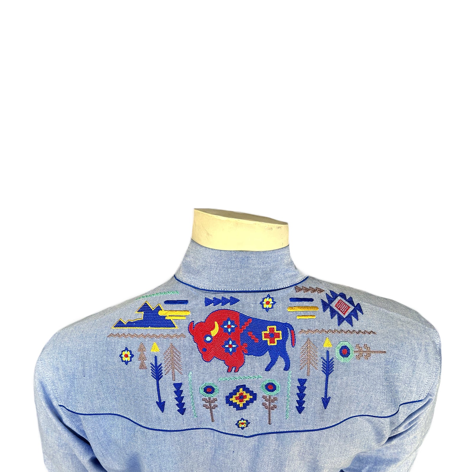 Men’s American Bison Chambray Embroidered Western Shirt