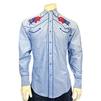 Men’s American Bison Chambray Embroidered Western Shirt