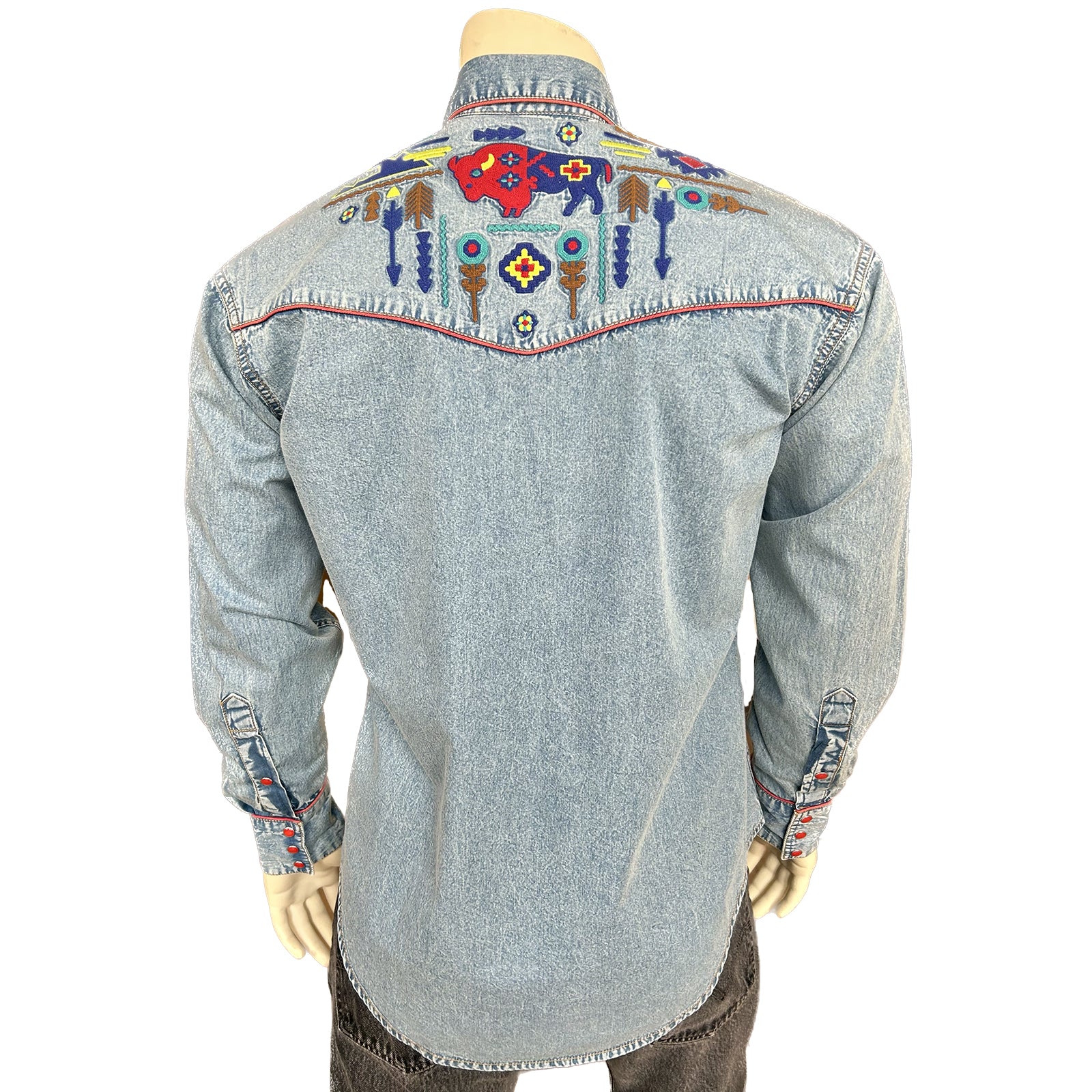 Blue Cotton Denim Shirt Design by ECHKE Men at Pernia's Pop Up Shop 2024