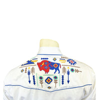 Men’s American Bison White Embroidered Western Shirt