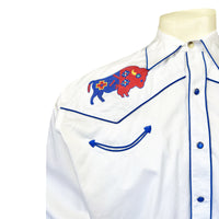 Men’s American Bison White Embroidered Western Shirt