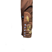 Men's Floral 2-Tone Brown & Tan Embroidered Western Shirt