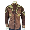 Men's Floral 2-Tone Brown & Tan Embroidered Western Shirt