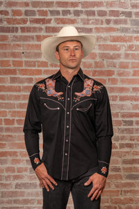 Men’s Black Sunrise Boot & Floral Embroidered Western Shirt