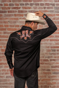 Men’s Black Sunrise Boot & Floral Embroidered Western Shirt
