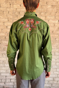 Men’s Green Sunrise Boot & Floral Embroidered Western Shirt