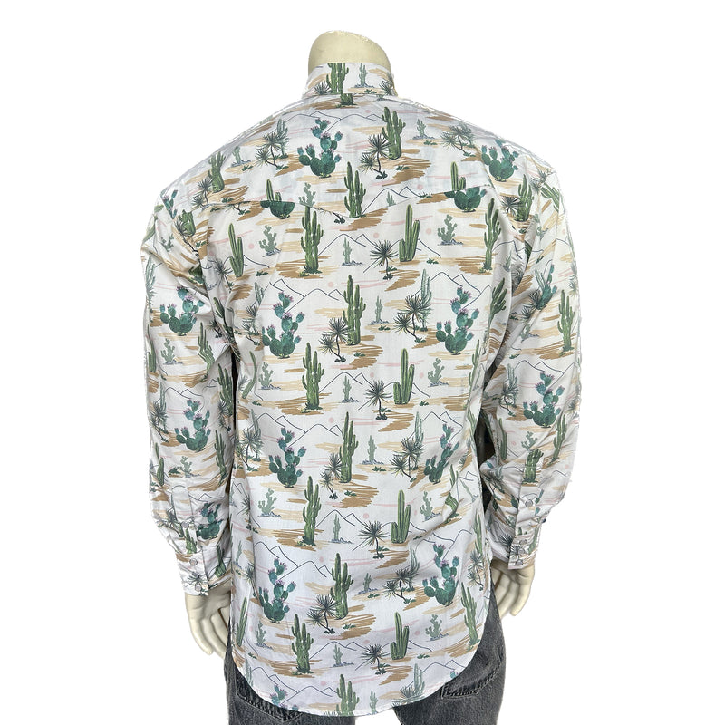 Men's Vintage Desert Cactus Print Western Shirt