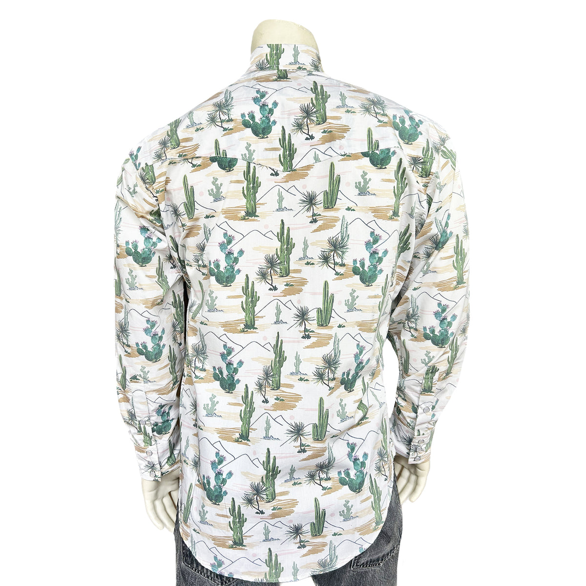 Men's Vintage Desert Cactus Print Western Shirt