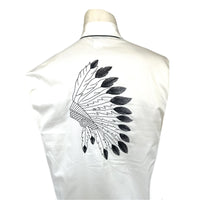 Men's Gabardine Warbonnet Embroidery Western Shirt in Ivory
