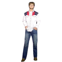 Men's Vintage USA Flag & Eagle Embroidered Western Shirt