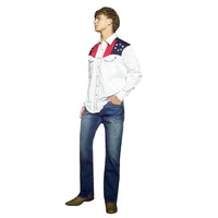 Men's Vintage USA Flag & Eagle Embroidered Western Shirt