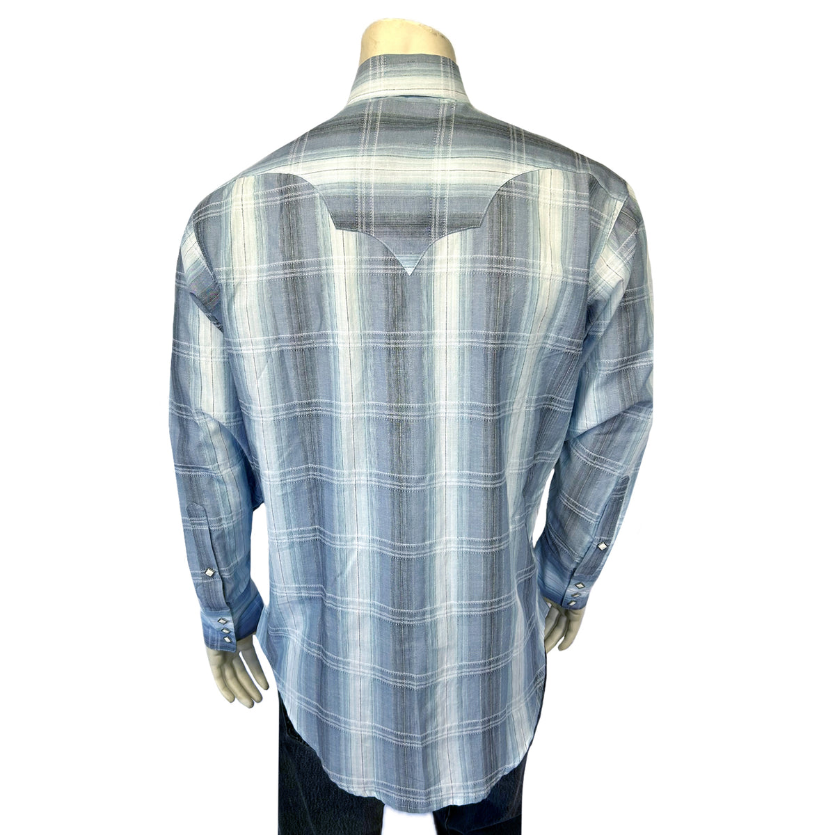 Men's Classic Slate Blue Ombre Stripe Sawtooth Western Shirt