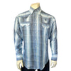 Men's Classic Slate Blue Ombre Stripe Sawtooth Western Shirt