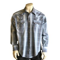 Men's Classic Slate Blue Ombre Stripe Sawtooth Western Shirt