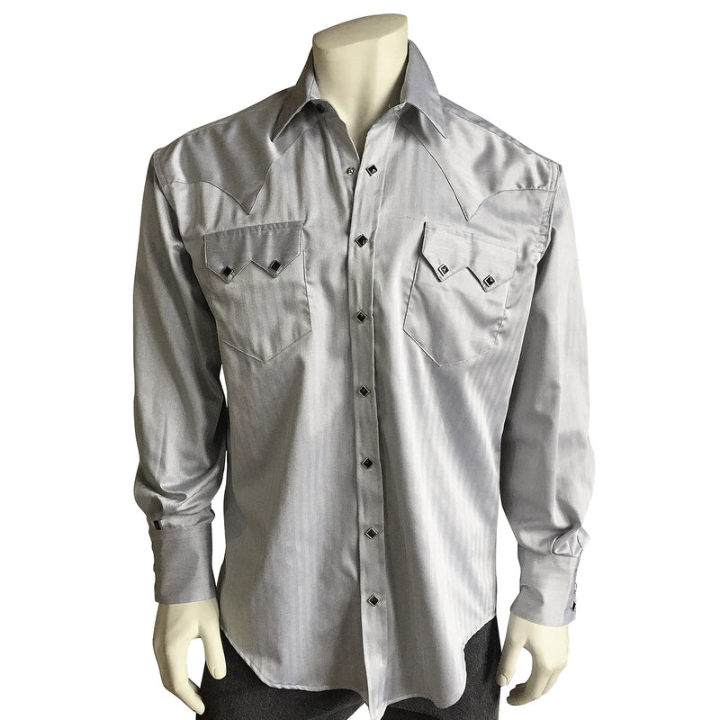 Men's Black Pima Cotton Herringbone Western Shirt