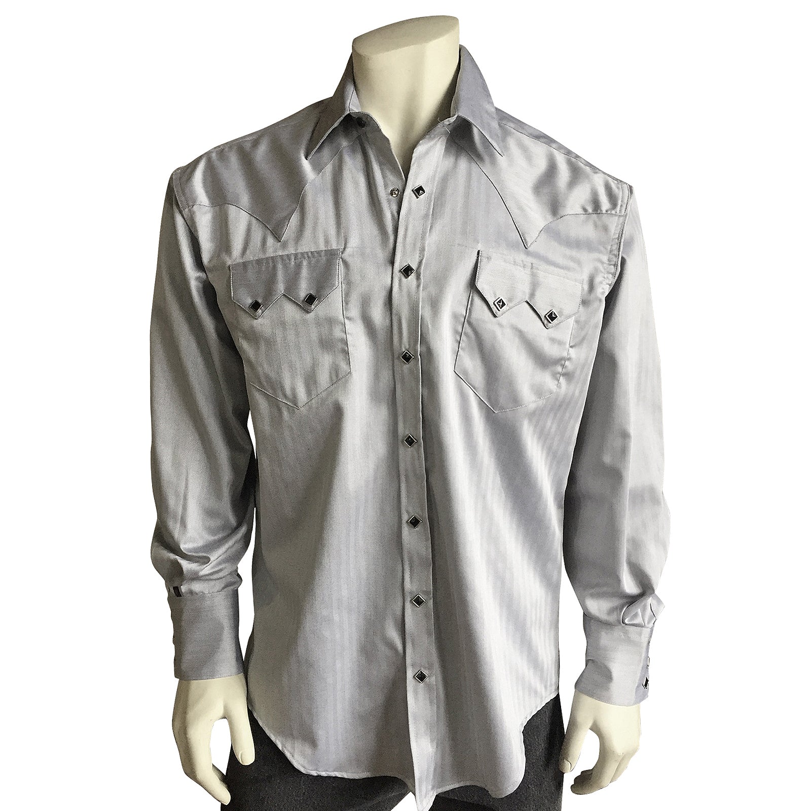 Rockmount Men's Black & White Pima Cotton Herringbone Western Shirt
