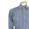 Men's Blue Pima Cotton Herringbone Western Shirt