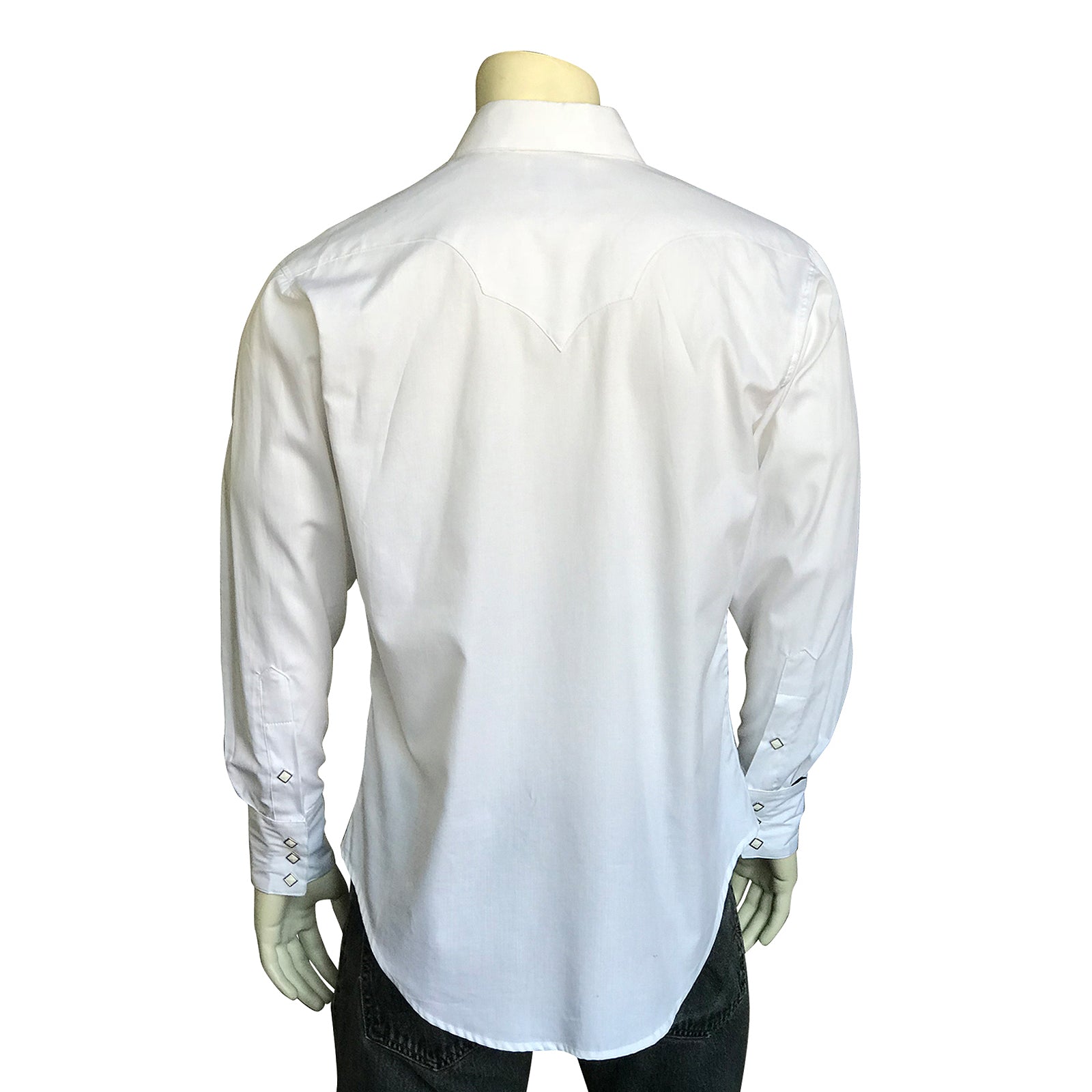 Men's White Pima Cotton Herringbone Western Shirt