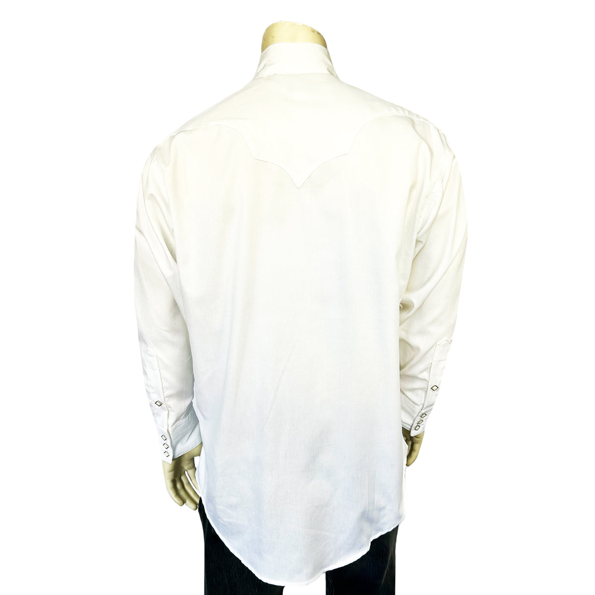 Men's White Pima Cotton Herringbone Western Shirt