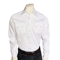Men's Pima Cotton Pique Rib White-on-White Western Shirt