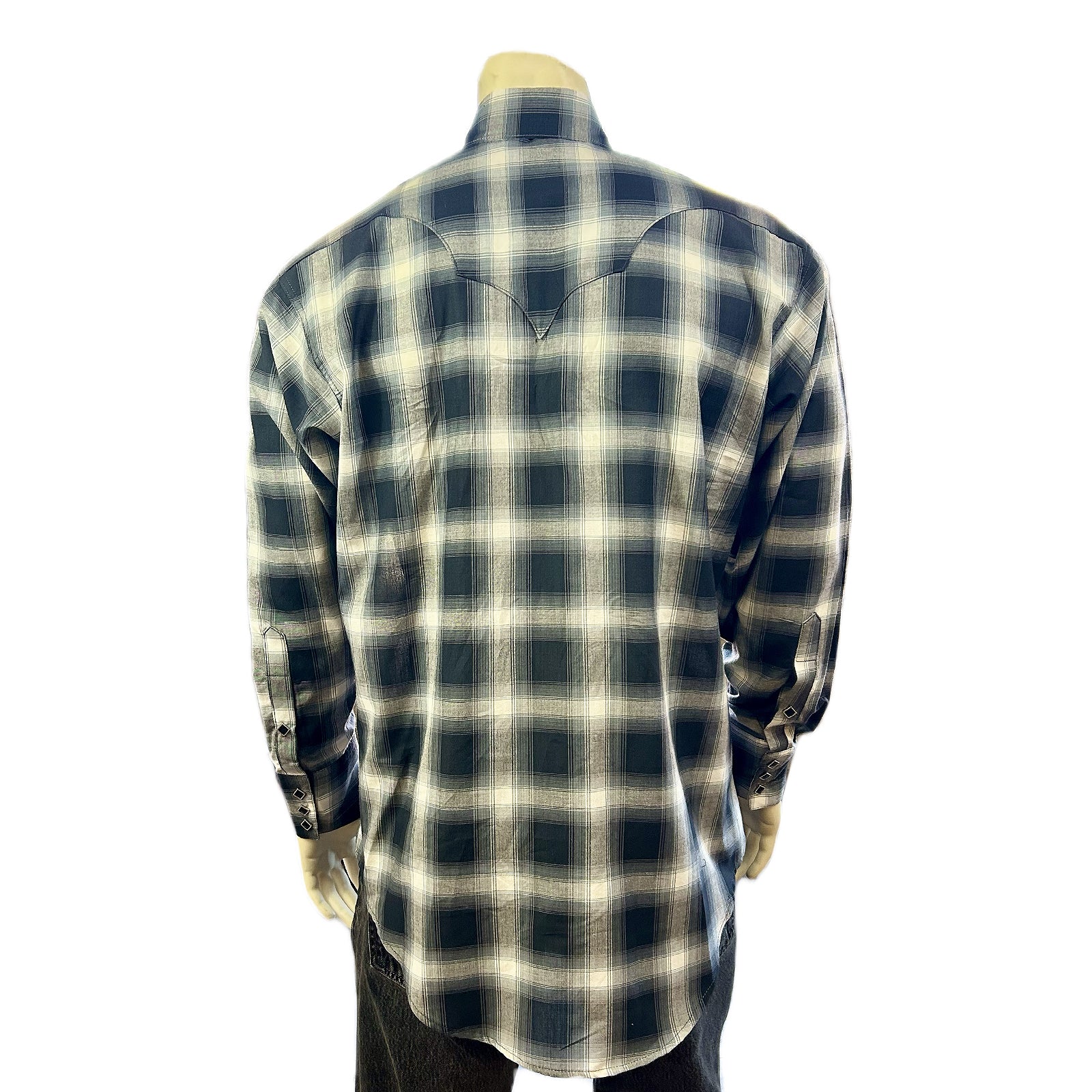 Men's Black & Blue Shadow Plaid Western Shirt