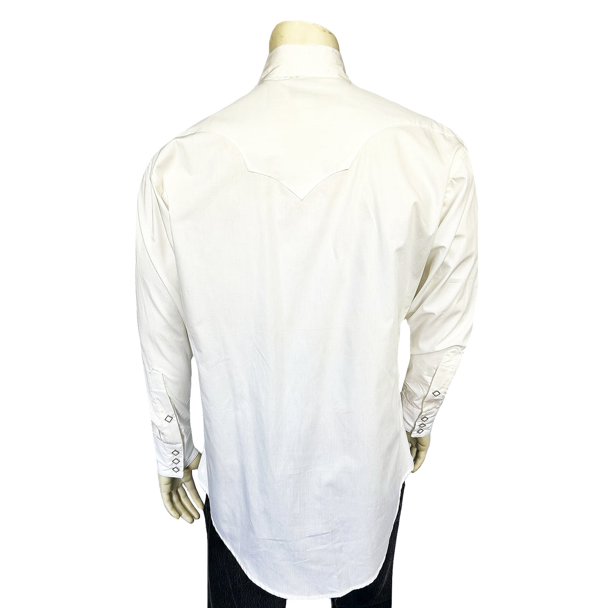 Men's Classic Pima Cotton Solid White Western Shirt with White Snaps