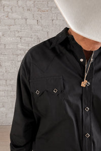 Men's Classic Pima Cotton Solid Black Western Shirt