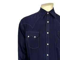 Men's Sueded Tencel Royal Blue Western Shirt