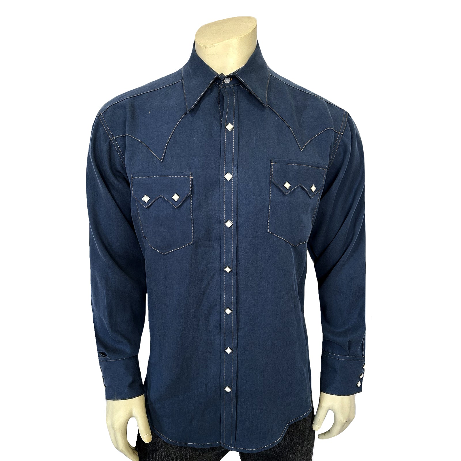 Men's Sueded Tencel Royal Blue Western Shirt
