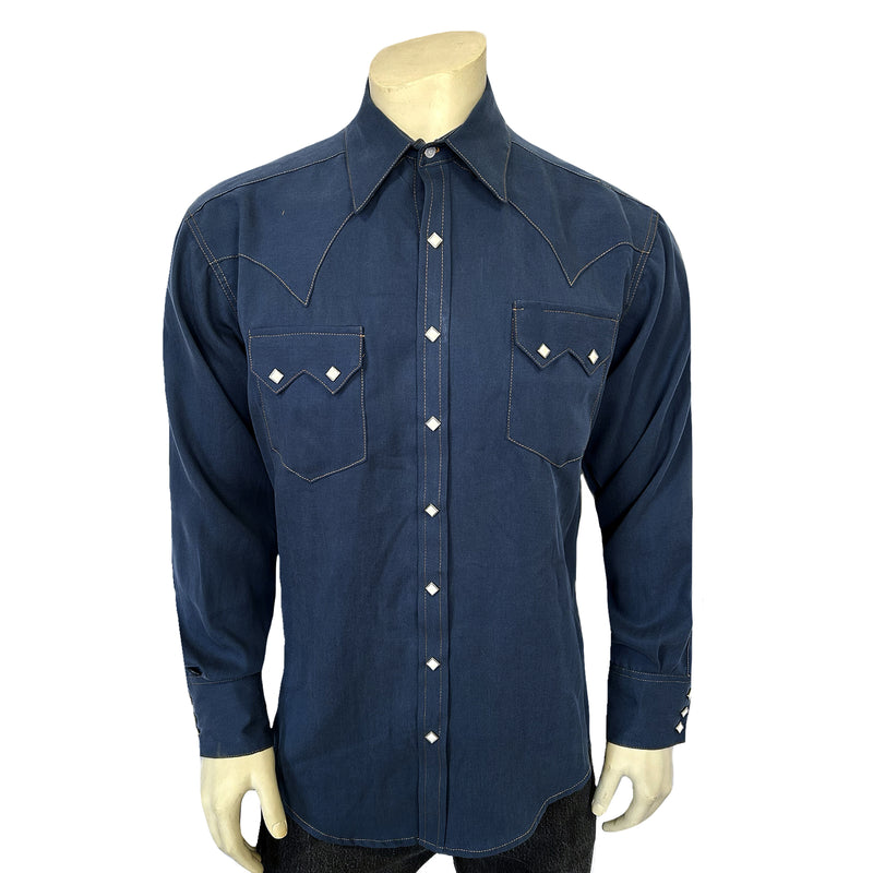 Men's Sueded Tencel Royal Blue Western Shirt