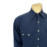 Men's Sueded Tencel Royal Blue Western Shirt