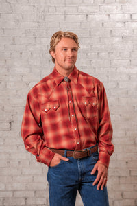 Men's Fine Shadow Plaid Western Shirts