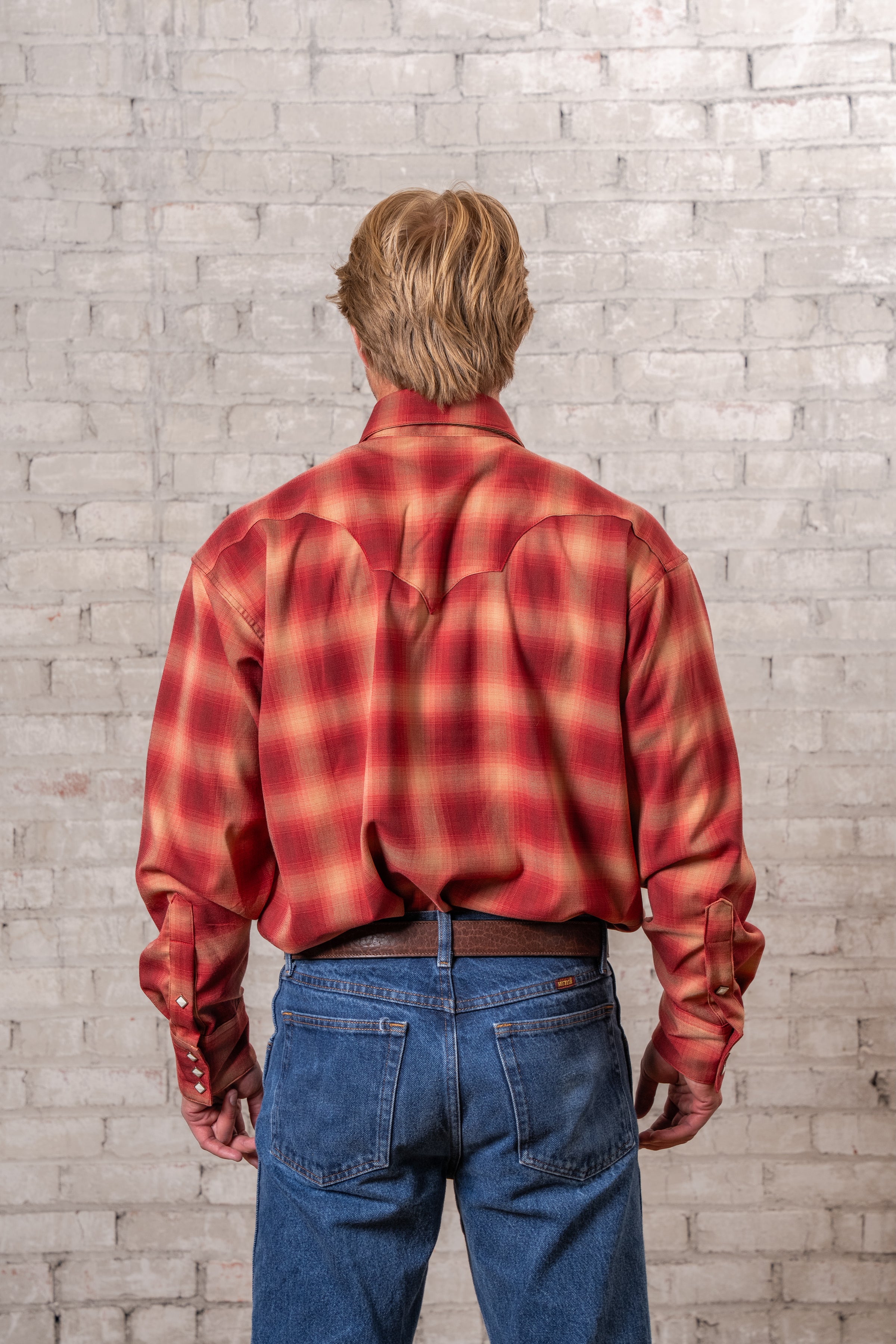 Men's Fine Shadow Plaid Western Shirts