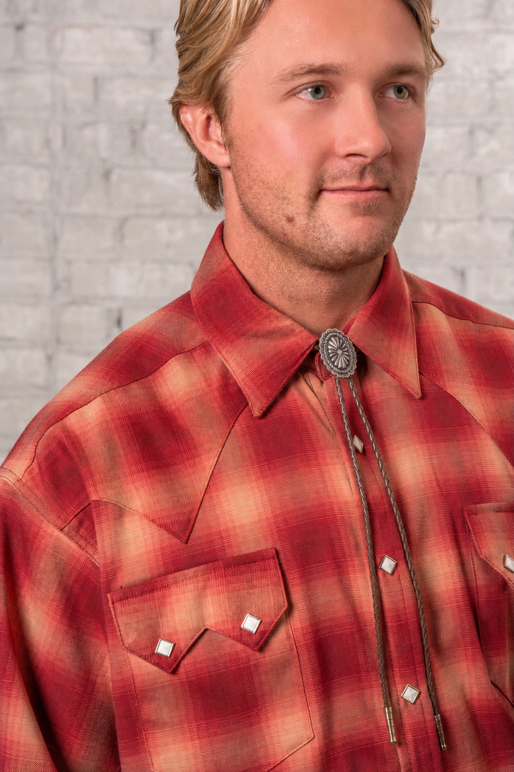 Men's Fine Shadow Plaid Western Shirts