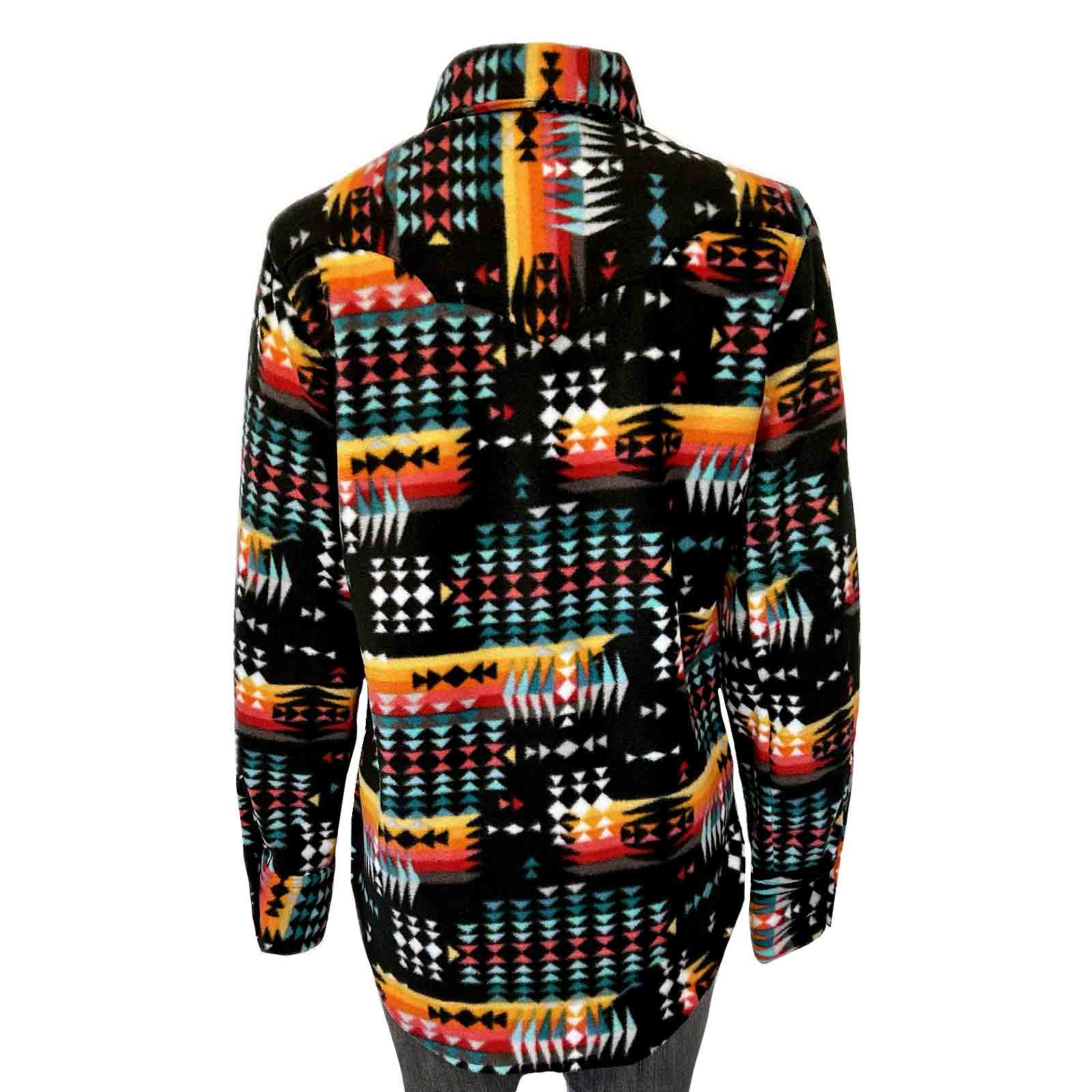 Women's Native Pattern Fleece Western Shirt in Black & Red