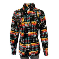 Women's Native Pattern Fleece Western Shirt in Black & Red