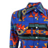 Women's Native Pattern Fleece Western Shirt in Blue & Red