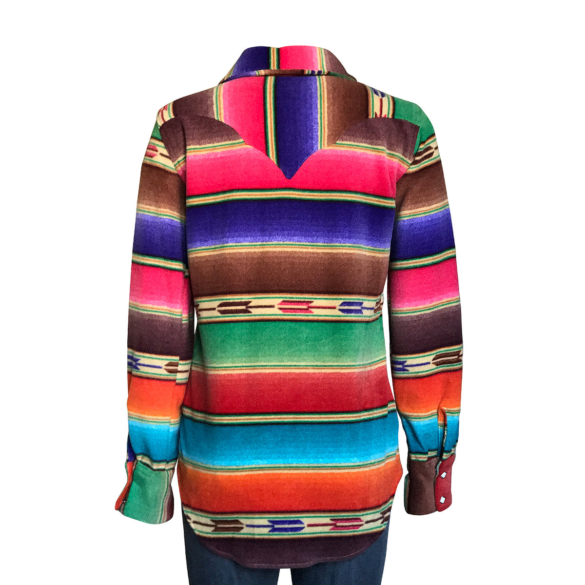 Women's Serape Pattern Fleece Western Shirt in Brown & Purple