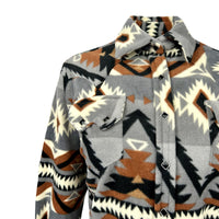 Women's Native Pattern Fleece Western Shirt in Grey & Brown