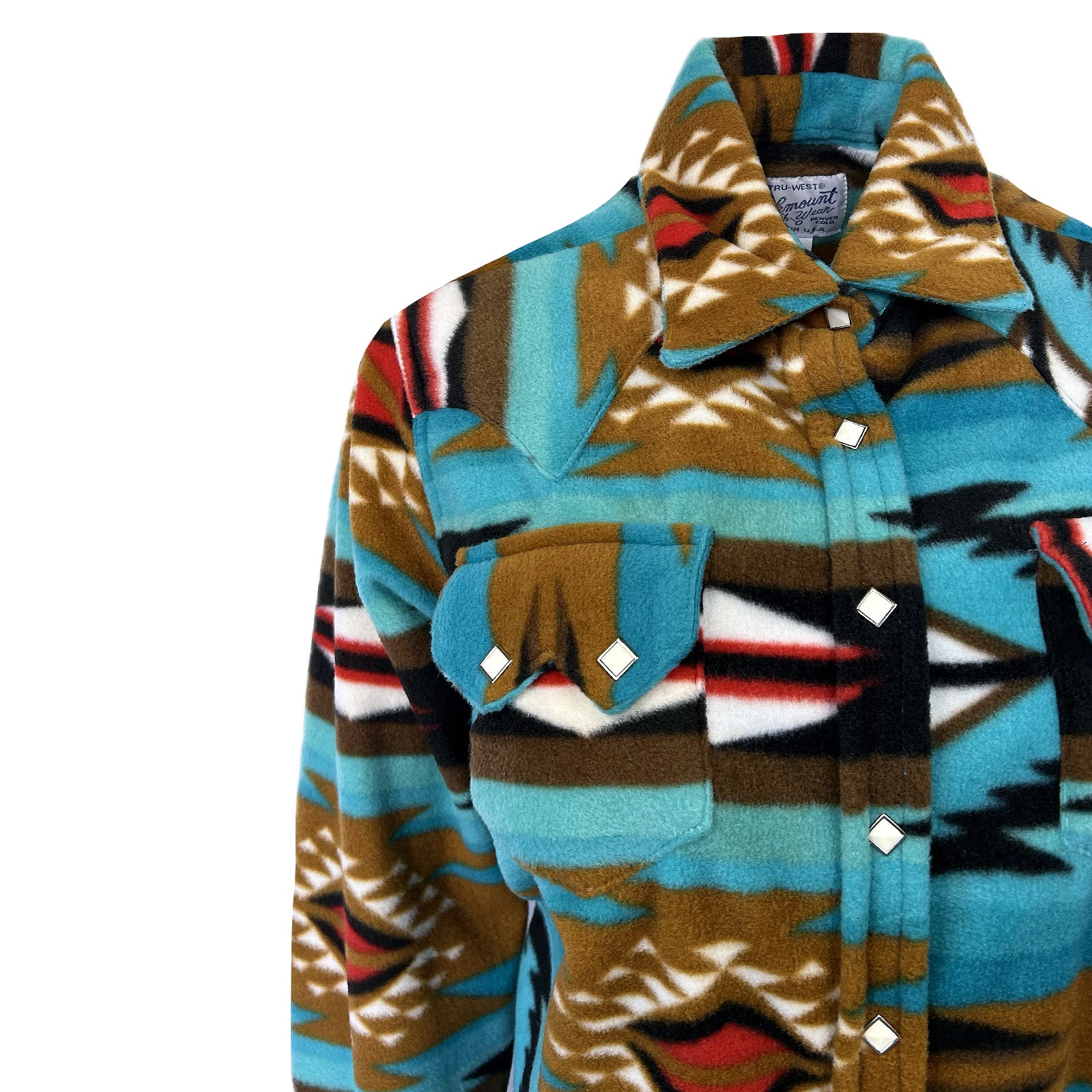 Women's Native Pattern Fleece Western Shirt in Turquoise