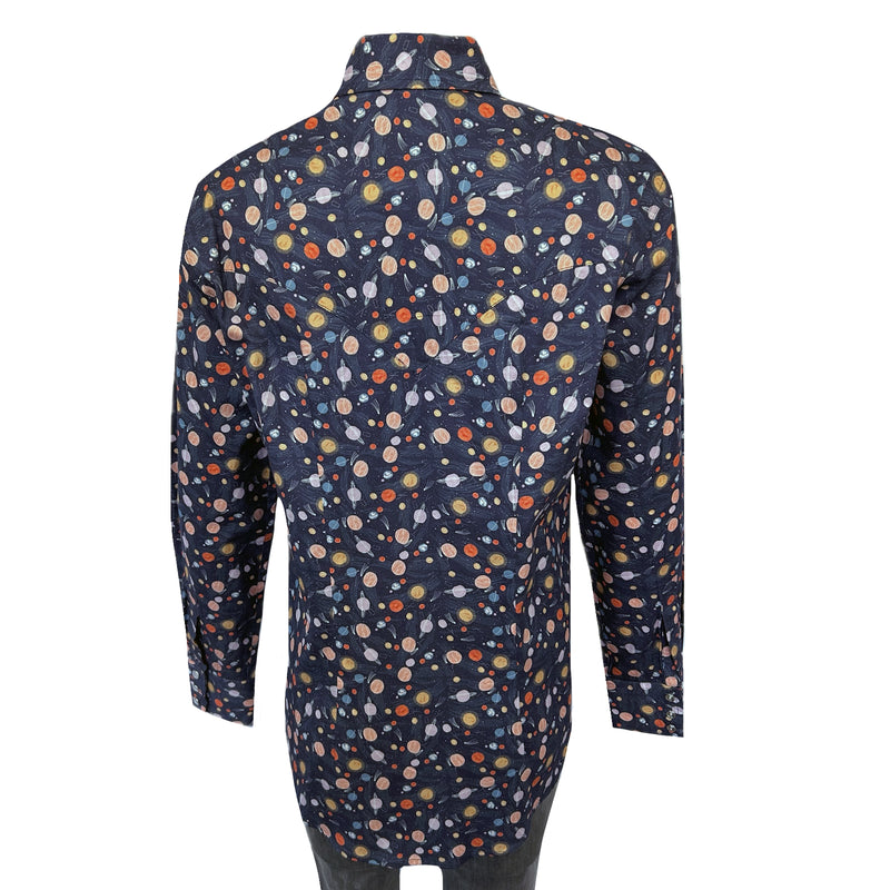 Women’s Solar System Print Western Shirt in Navy